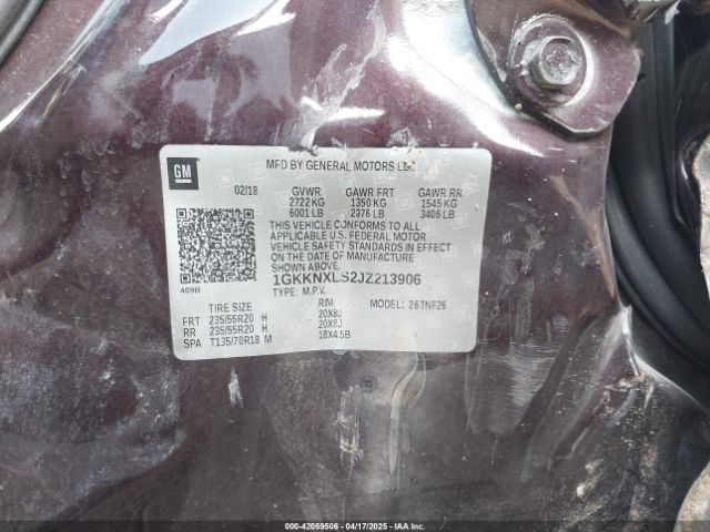 1GKKNXLS2JZ213906 GMC Acadia Denali