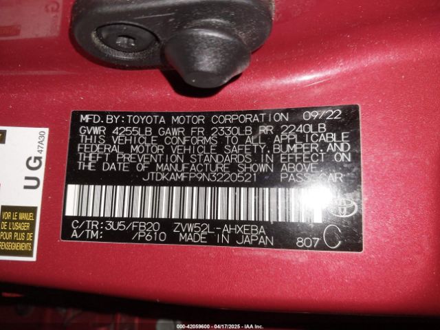 JTDKAMFP9N3220521 Toyota Prius Prime Le