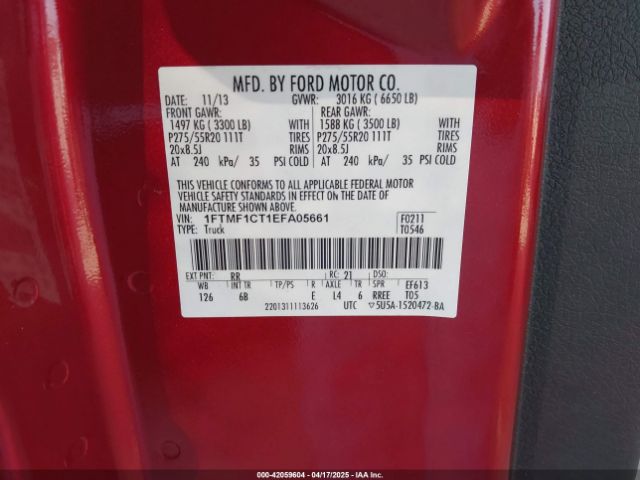1FTMF1CT1EFA05661 Ford F-150 FX2