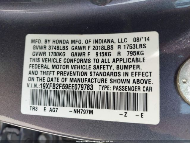 19XFB2F59EE079783 Honda Civic Lx