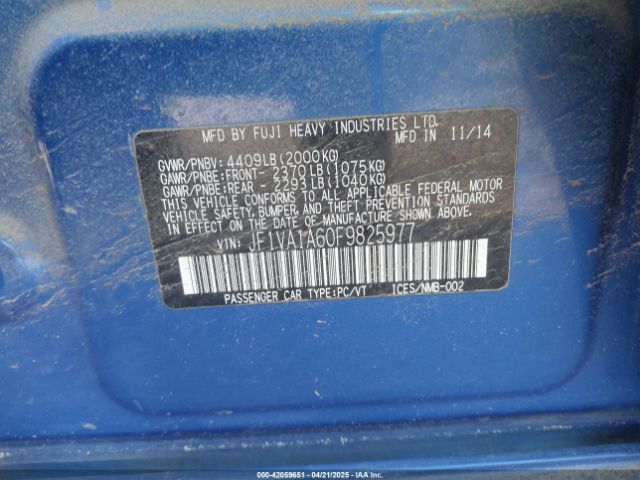 JF1VA1A60F9825977 Subaru WRX