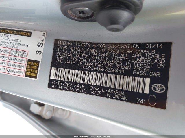 JTDZN3EU9E3338444 Toyota Prius V Two