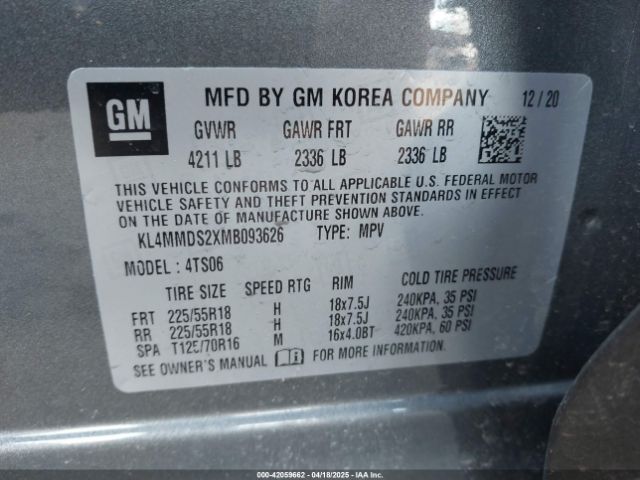KL4MMDS2XMB093626 Buick Encore Gx Fwd Select