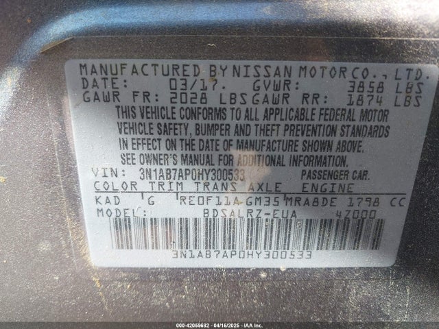 3N1AB7AP0HY300533 Nissan SENTRA SR