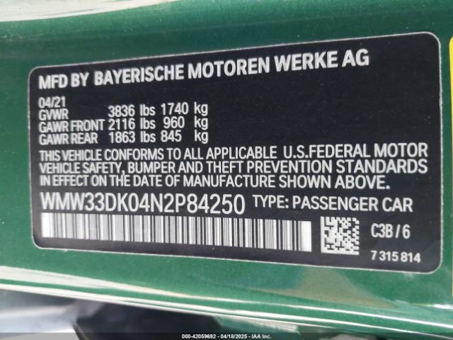 2022 MINI HARDTOP WMW33DK04N2P84250 Photo 8