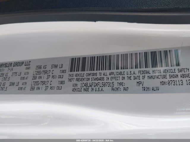 2015 JEEP WRANGLER UNLIMITED 1C4BJWFGXFL507315 Photo 8