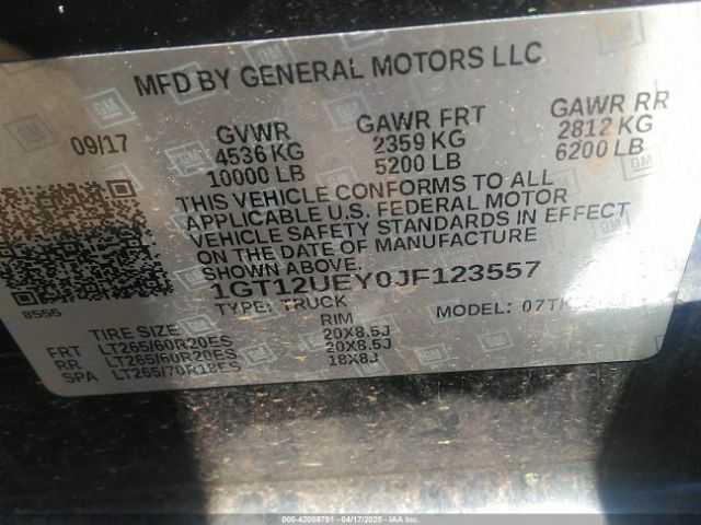 1GT12UEY0JF123557 GMC Sierra 2500hd Denali