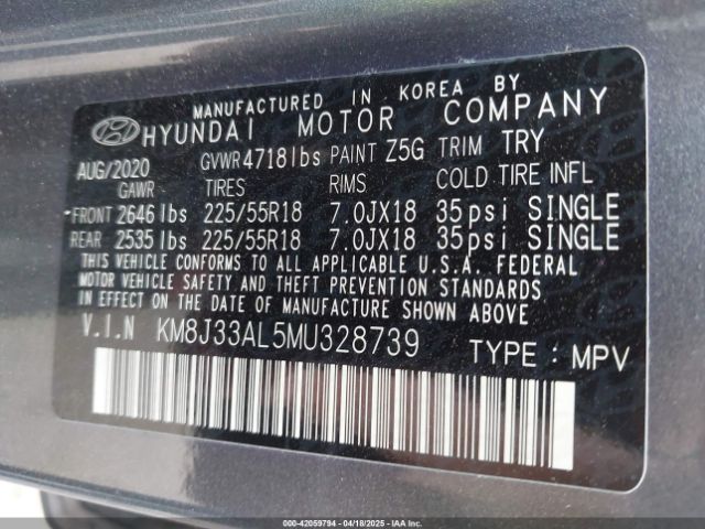 KM8J33AL5MU328739 Hyundai Tucson Ultimate