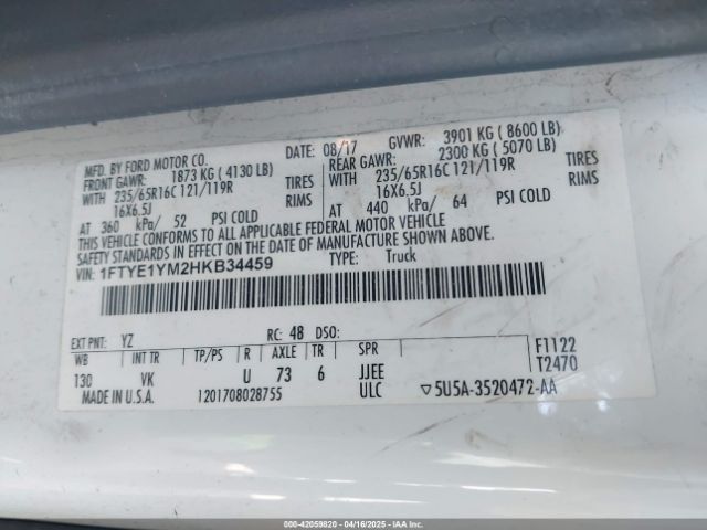 1FTYE1YM2HKB34459 Ford Transit-150