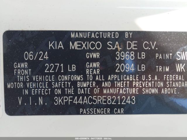3KPF44AC5RE821243 KIA FORTE GT