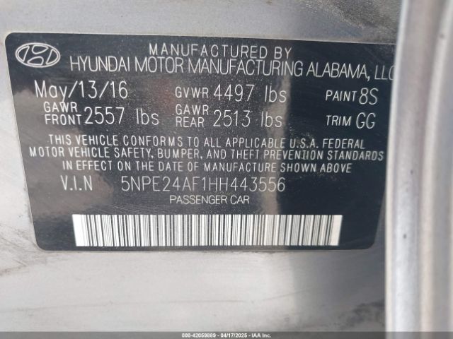 5NPE24AF1HH443556 Hyundai Sonata