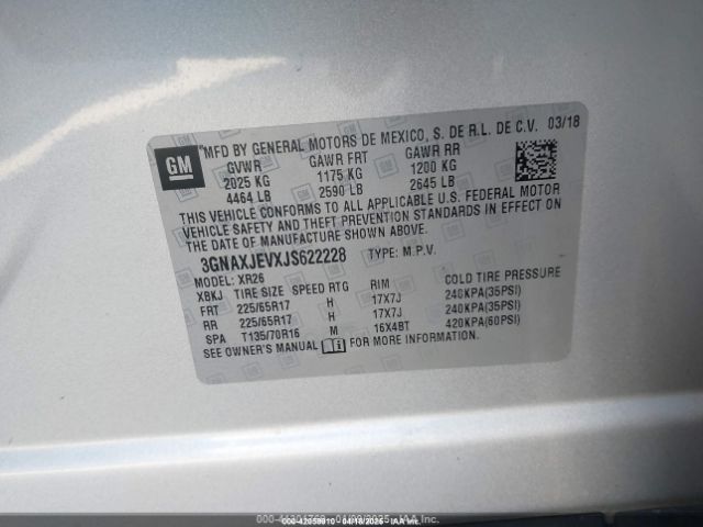 2018 CHEVROLET EQUINOX 3GNAXJEVXJS622228 Photo 8
