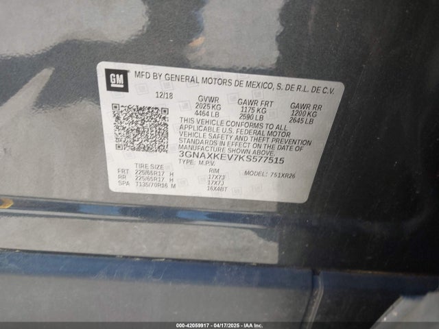 3GNAXKEV7KS577515 Chevrolet EQUINOX LT