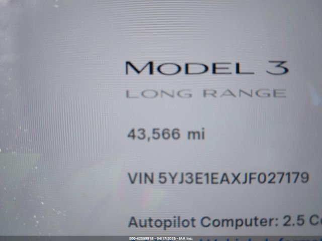 5YJ3E1EAXJF027179 Tesla MODEL 3