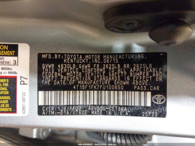 4T1BF1FK7FU100650 Toyota CAMRY SE