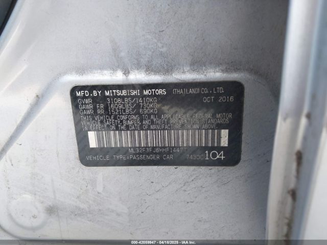 2017 MITSUBISHI MIRAGE G4 ML32F3FJ6HHF14477 Photo 8