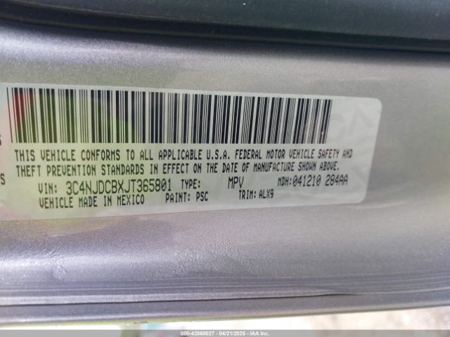 3C4NJDCBXJT365801 Jeep Compass Limited 4x4