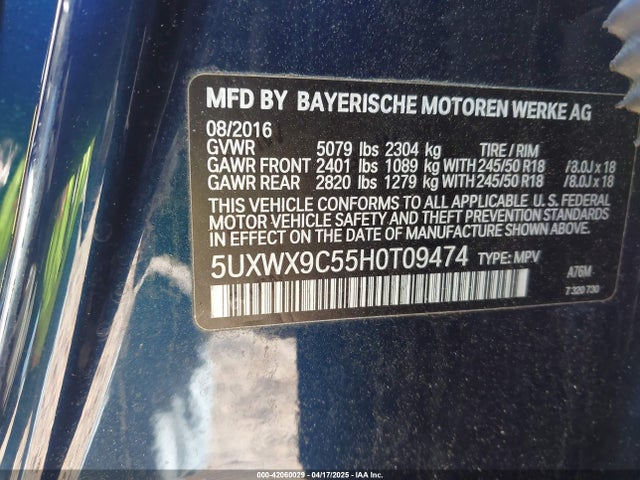 5UXWX9C55H0T09474 BMW X3 Xdrive28i