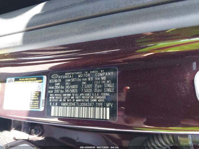 KM8R3DHE7LU084347 Hyundai Palisade Sel