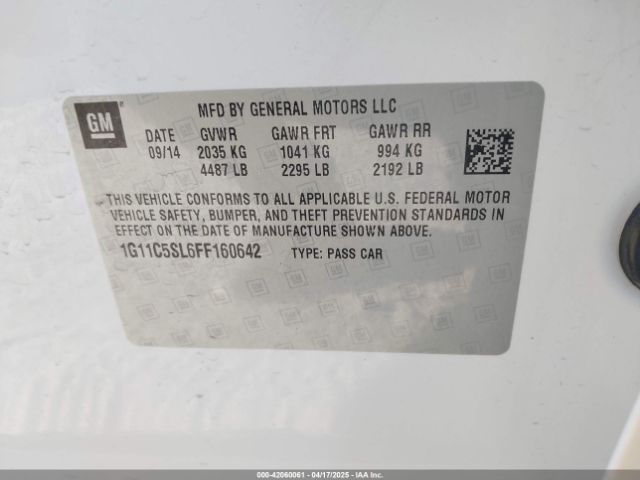 1G11C5SL6FF160642 Chevrolet MALIBU 1LT