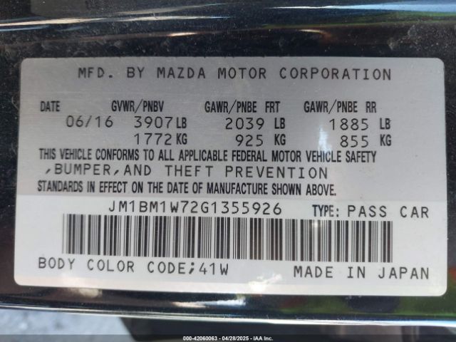 JM1BM1W72G1355926 Mazda MAZDA3