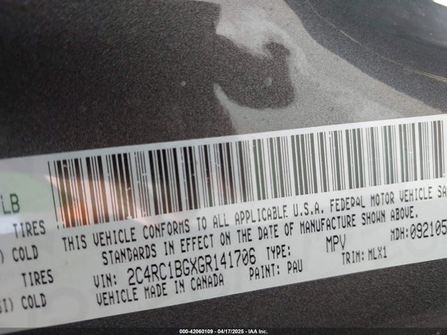 2C4RC1BGXGR141706 Chrysler Town & Country Touring