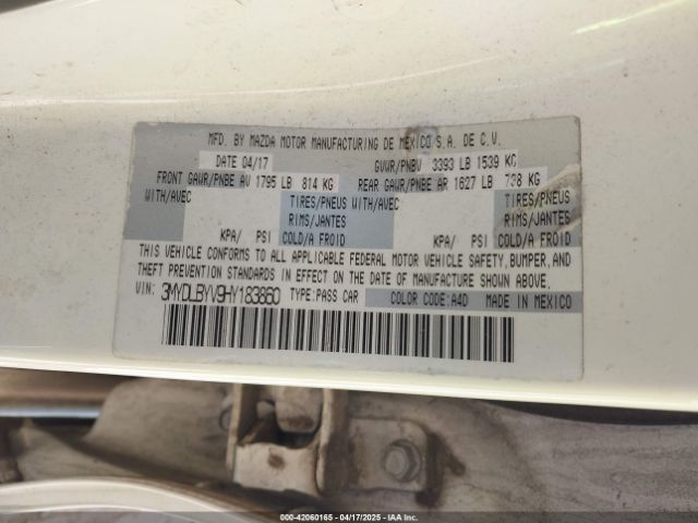 3MYDLBYV9HY183860 Toyota YARIS IA