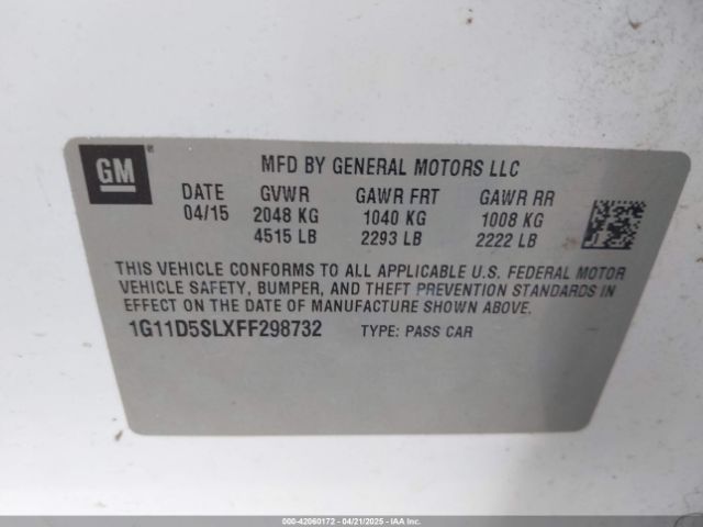 1G11D5SLXFF298732 Chevrolet MALIBU 2LT