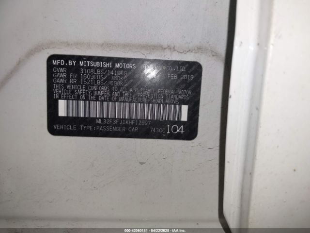 ML32F3FJ1KHF12997 Mitsubishi Mirage G4 Es/rf