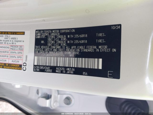 JTJADCAZ1S2022956 Lexus NX 250