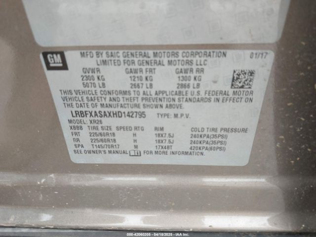 LRBFXASAXHD142795 Buick Envision Preferred