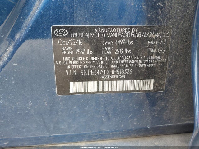 5NPE34AF2HH518326 Hyundai Sonata Sport