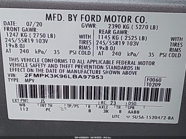 Ford Edge Titanium 2020 2FMPK3K96LBA97953 Image 9