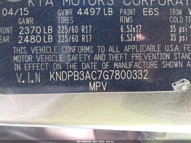 KNDPB3AC7G7800332 KIA Sportage Lx