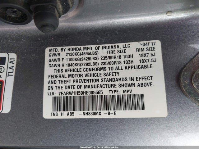 7FARW1H59HE005565 Honda l15be