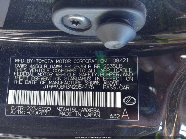 JTHP9JBH3N2054478 Lexus UX 250H