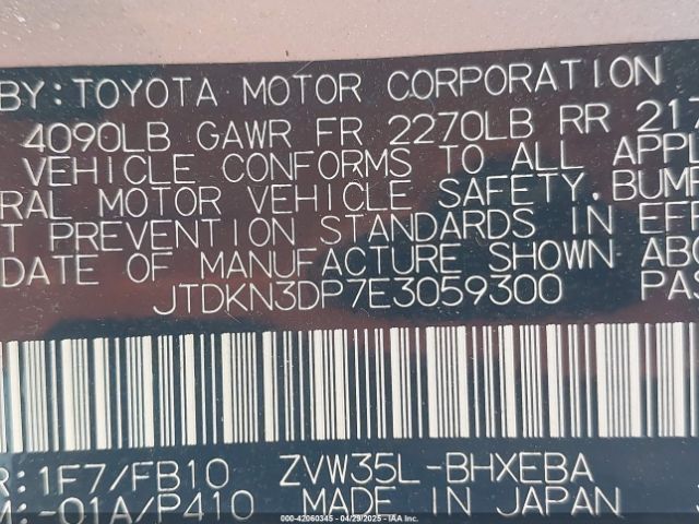 JTDKN3DP7E3059300 Toyota PRIUS PLUG-IN