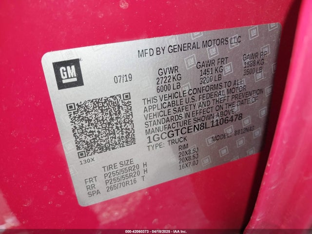 1GCGTCEN8L1106478 Chevrolet Colorado 4wd  Short Box Lt