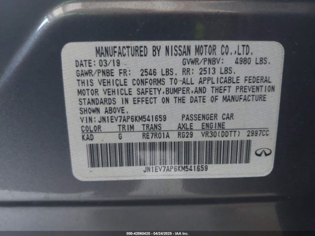 JN1EV7AP6KM541659 Infiniti Q50 3.0t Sport
