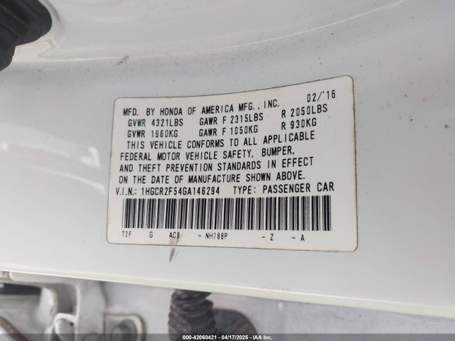 1HGCR2F54GA146294 Honda Accord Sport
