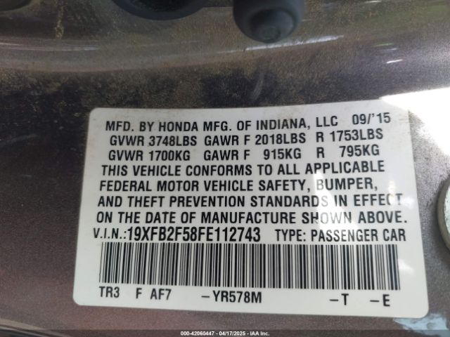 19XFB2F58FE112743 Honda Civic Lx