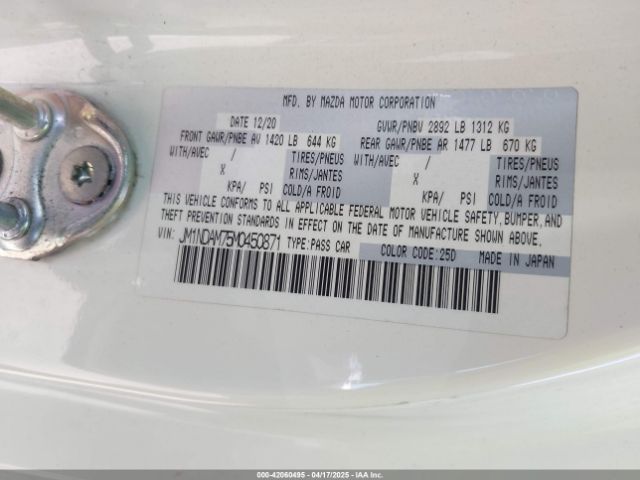 JM1NDAM75M0450871 Mazda Mx-5 Miata Rf Grand Touring