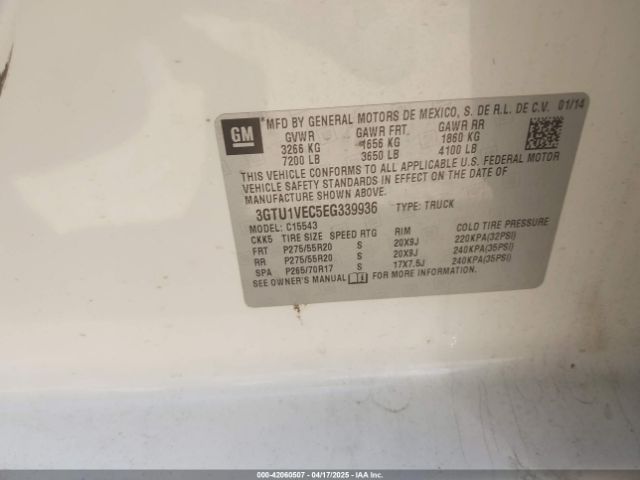 3GTU1VEC5EG339936 GMC l83 - vvt, afm (active fuel management), aluminum