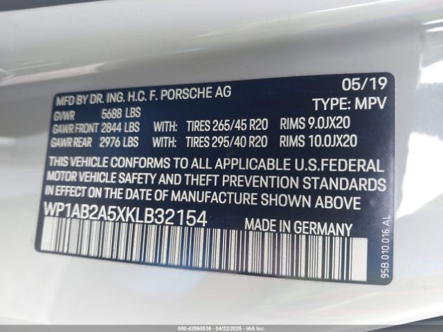 WP1AB2A5XKLB32154 Porsche MACAN S