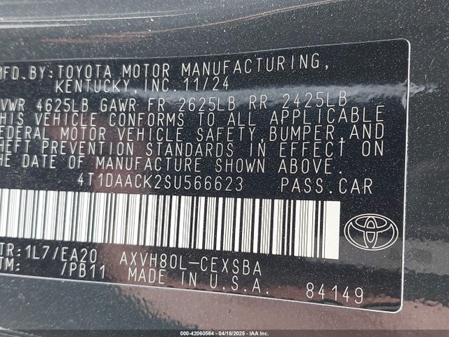 Toyota CAMRY SE 2025 4T1DAACK2SU566623 Image 9
