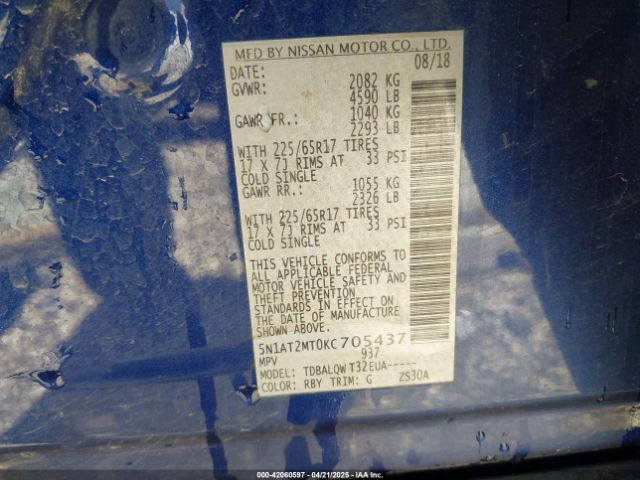 5N1AT2MT0KC705437 Nissan ROGUE SV