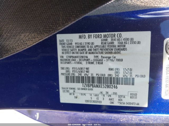 2014 FORD MUSTANG 1ZVBP8AMXE5280246 Photo 8