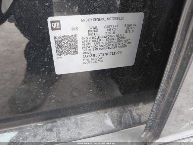 1G1ZB5ST3NF211924 Chevrolet Malibu Fwd Ls