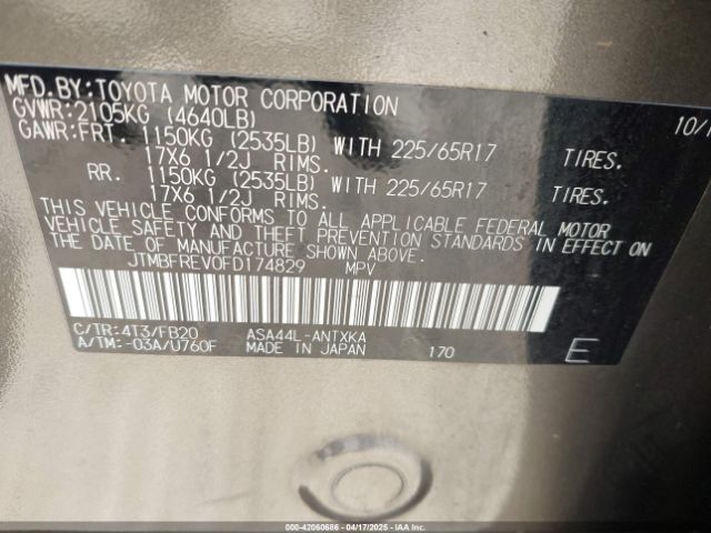 JTMBFREV0FD174829 Toyota RAV4 LE