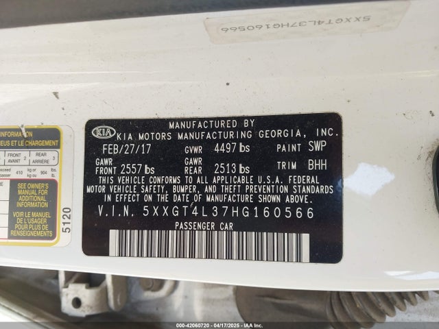 5XXGT4L37HG160566 KIA Optima Lx